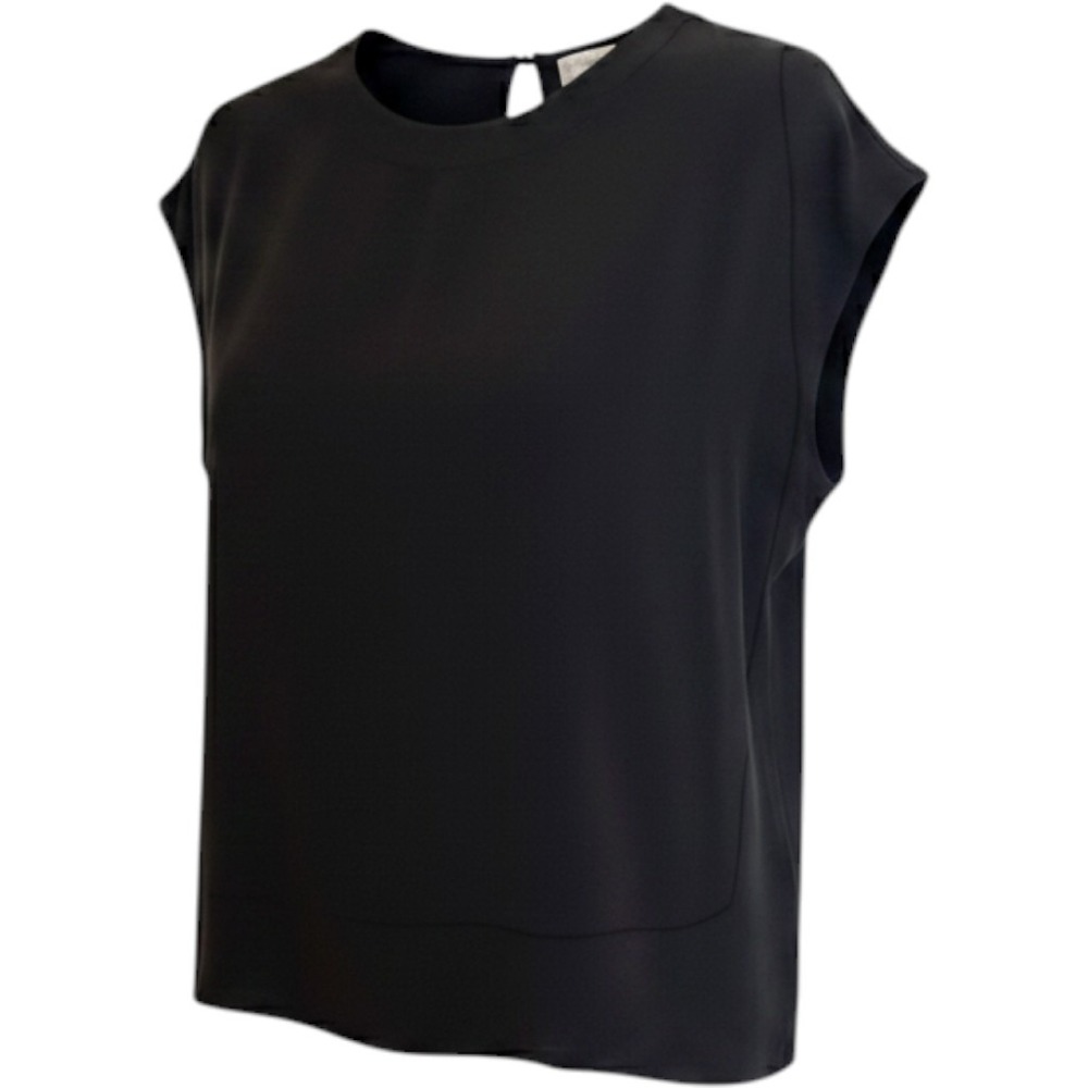 Liz Claiborne Blouse Women 8 Black Rayon‎ Sleeveless Keyhole Back VTG Minimalist